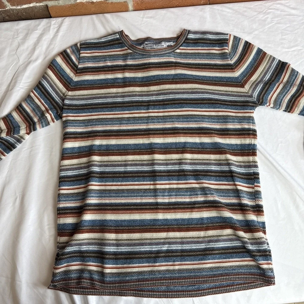 VTG Grandmacore Sweater Women‎ M Multicolor Stripe Knit Pullover Top Crewneck